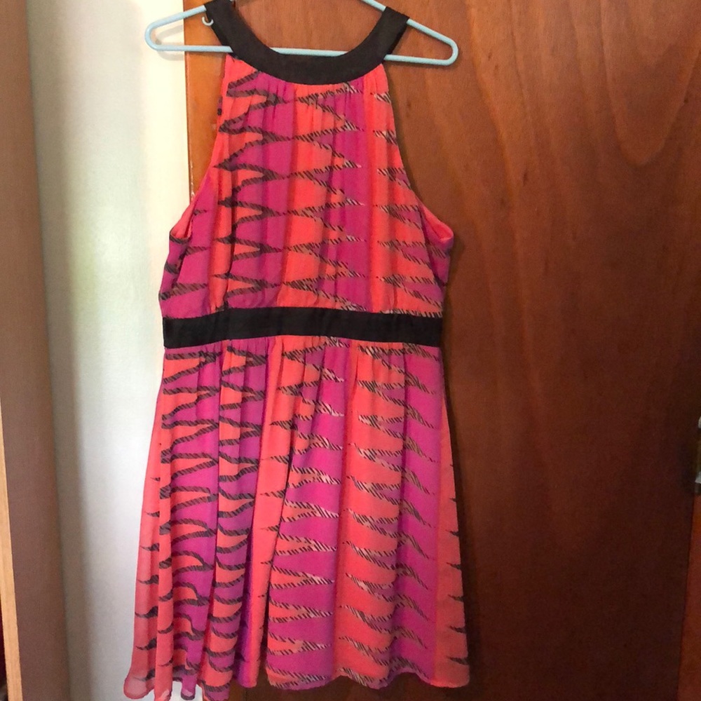 XL orange and magenta with stripes dress